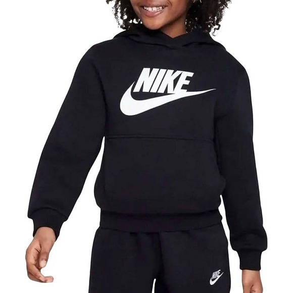 Nike Other - Nike Sportswear Club Fleece Kids Hoodie Black White Futura Logo Small CJ7861-011